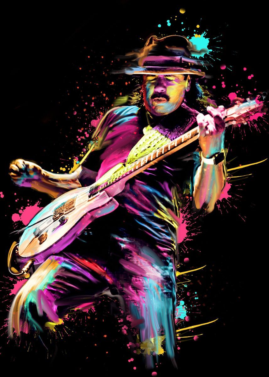 Carlos Santana Guitar Legend Tapestry by Mal Bray - Instaprints