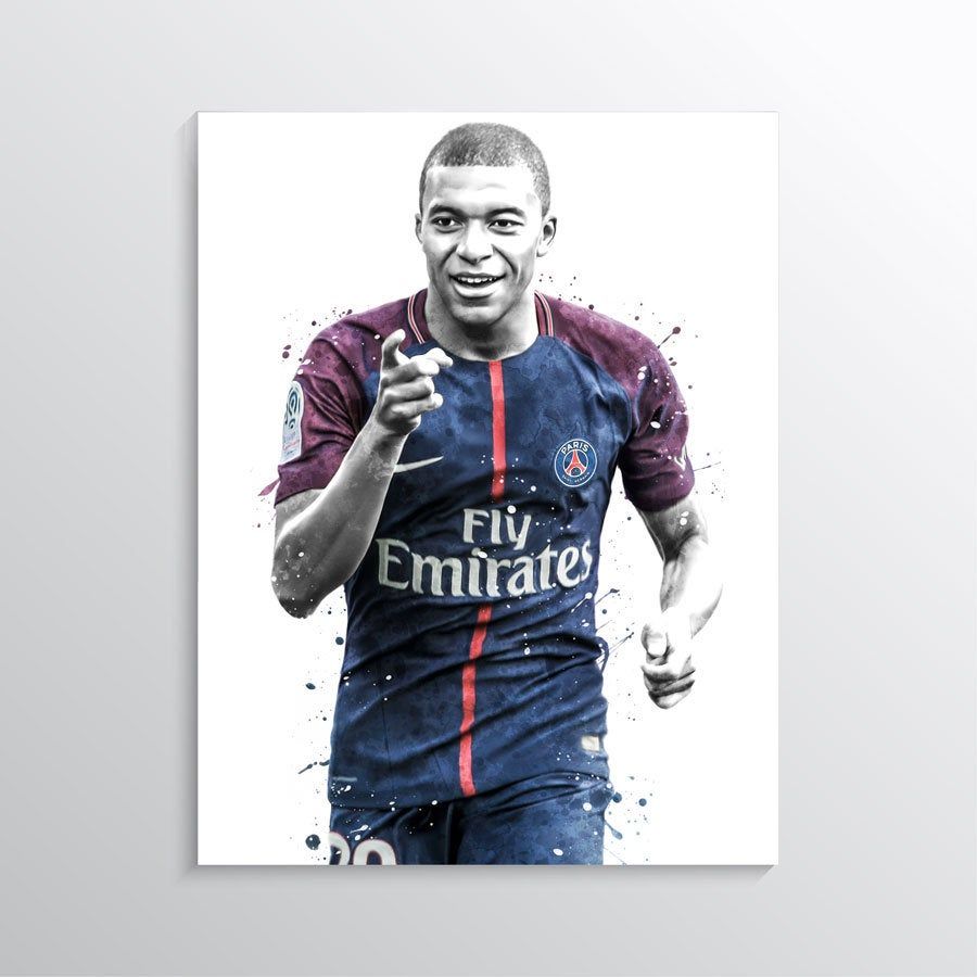 Kylian Mbappe Wall Art, Mbappe Soccer Poster