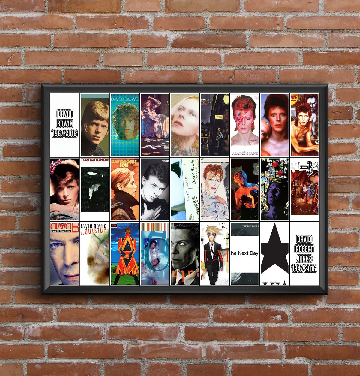 David Bowie Discography Poster All 27 Studio Albums On One Art Print -  Fathers / Mothers Day Gift - Ziggy Stardust, Aladdin Sane Major Tom –  Poster | Canvas Wall Art Print - Violetteee