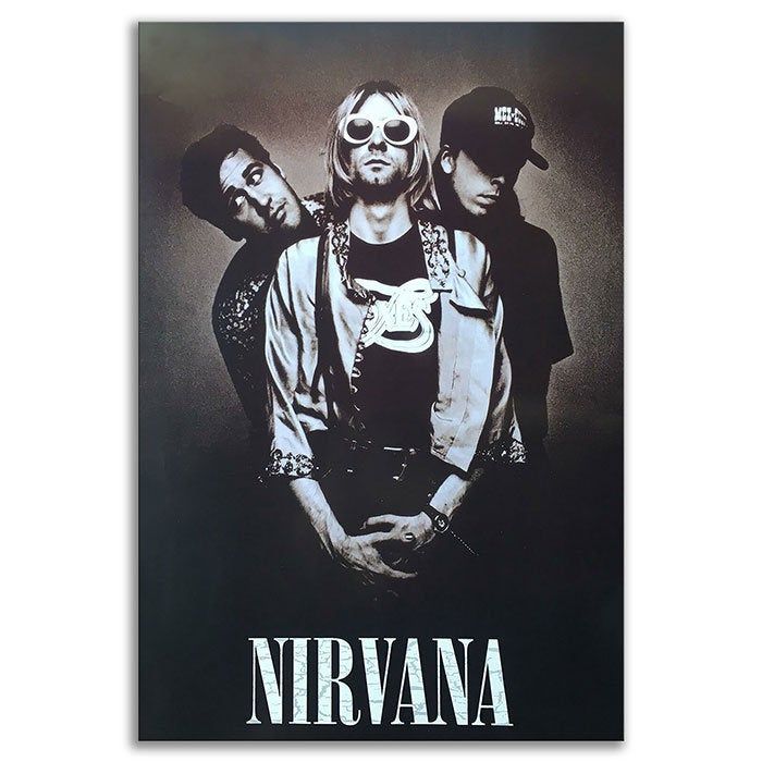 kurt cobain black and white poster